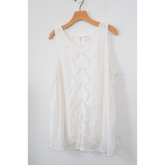 Old Navy PLUS Size 3X Embroidered-Mesh Tank Top Boho Feminine Cottagecore Top - Picture 4 of 11